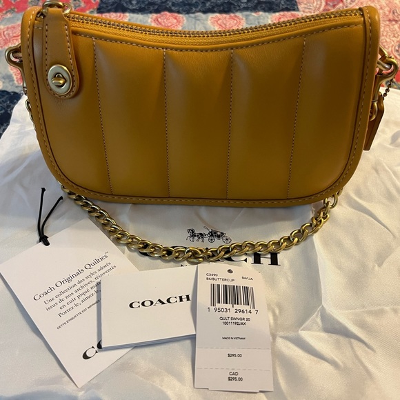 Coach Quilted Swinger 20 Buttercup Handbag - Picture 4 of 10